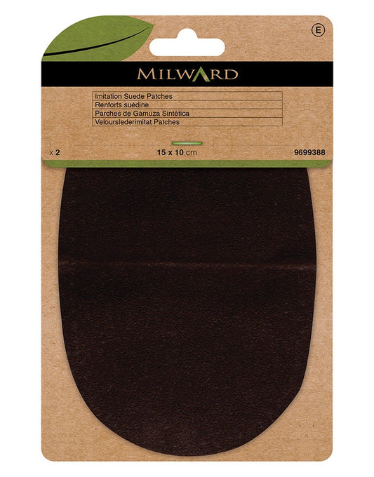 Milward Green Sew-in Imitation Suede Patches: Brown - 10 x 15cm