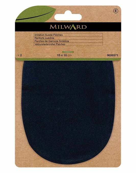 Milward Green Sew-in Imitation Suede Patches Navy - 10 x 15cm