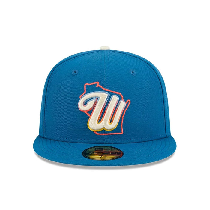 Pictured is this MLB City Connect Milwaukee Brewers 59FIFTY Fitted cap in Blue. 3