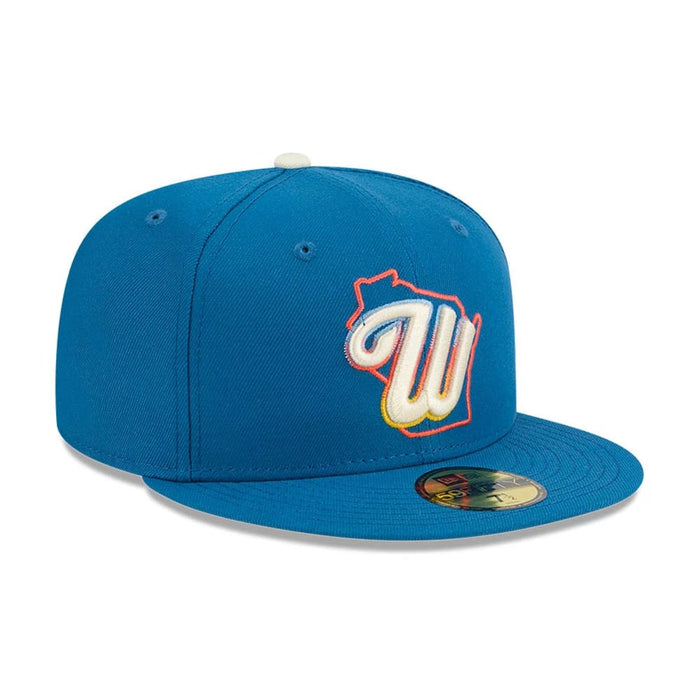 Pictured is this MLB City Connect Milwaukee Brewers 59FIFTY Fitted cap in Blue. 4