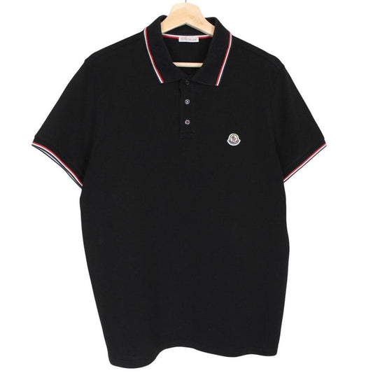 Moncler Maglia Manica Corta Black Short Sleeve Cotton Polo Shirt