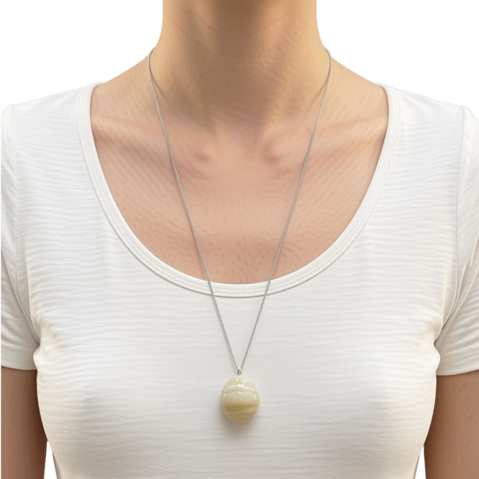 Napoli Pendant with Silver Chain -White