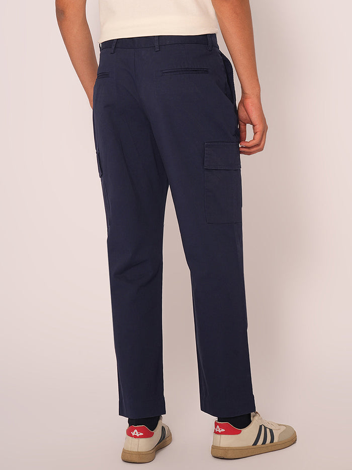 Navy Blue Mid Rise Cargo Pants