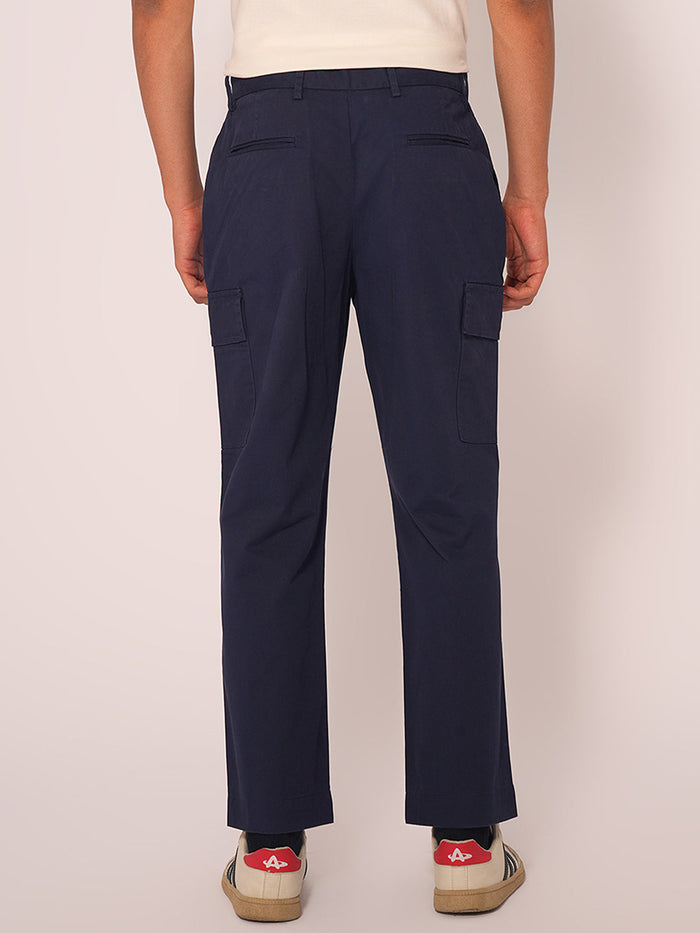 Navy Blue Mid Rise Cargo Pants