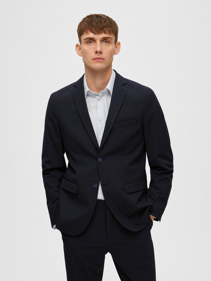 Navy Blue Viscose Blend Formal Blazer