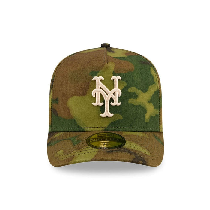 Pictured is this MLB Ripstop New York Mets 59FORTY A-Frame Fitted cap in camo. 3
