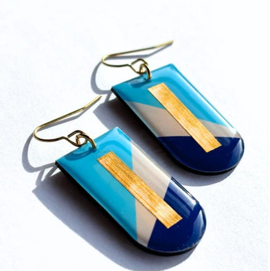 Nina Earrings Blue & Gold