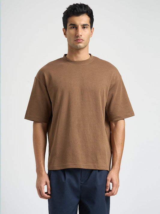 O-Neck Loose Fit T-shirt - Brown