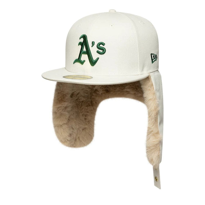 Pictured is this MLB World Series Oakland Athletics Dogear 59FIFTY Fitted cap in cream. 8