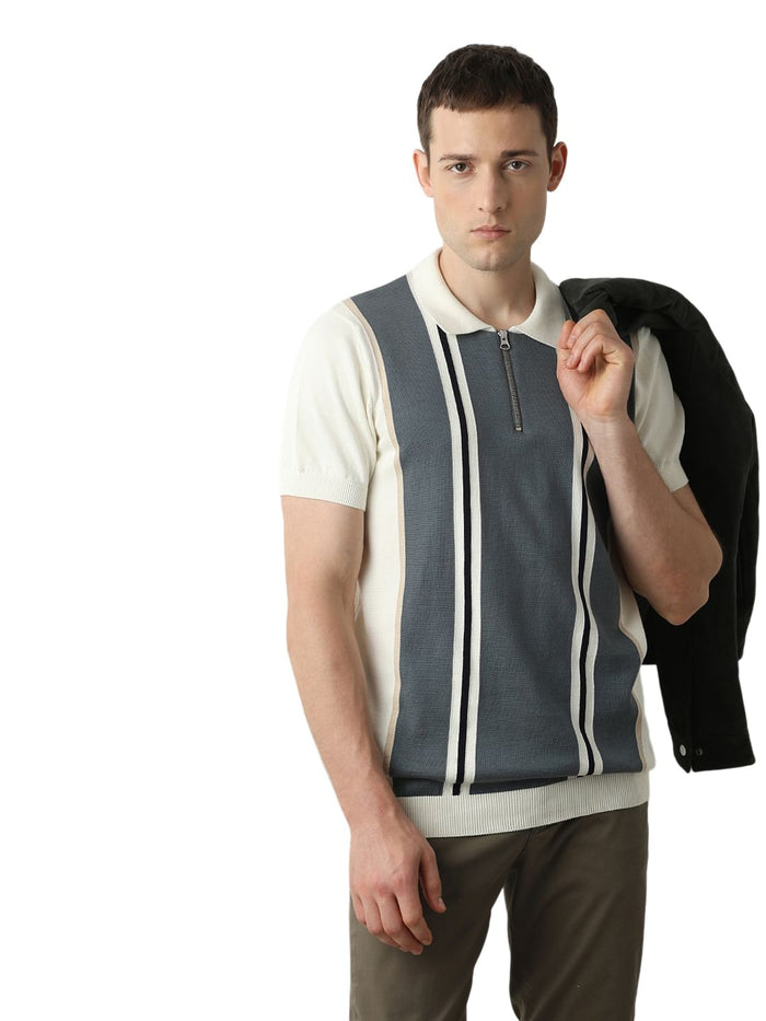 Off-White Colourblocked Knitted Polo