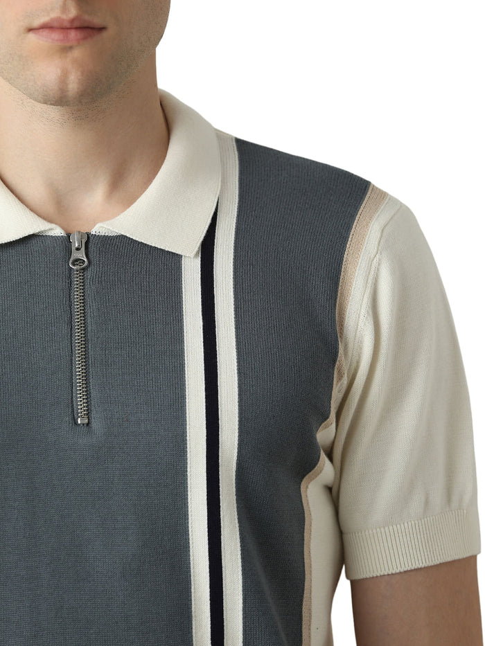 Off-White Colourblocked Knitted Polo