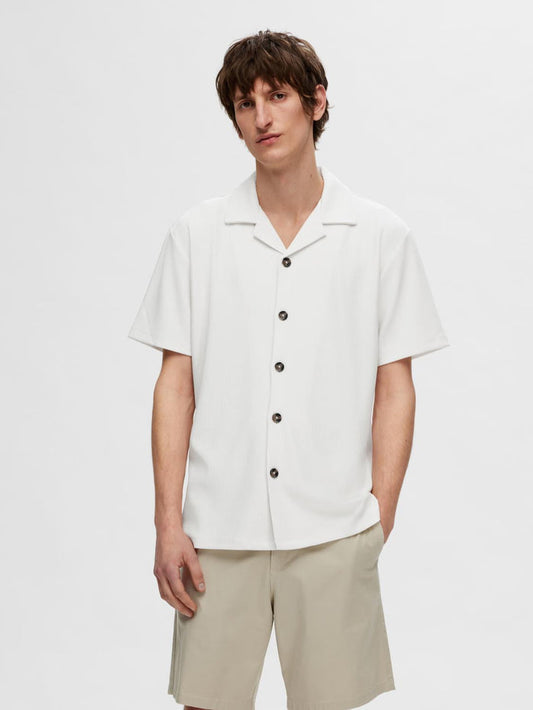 Off-White Ribbed Cuban Collar Shirt