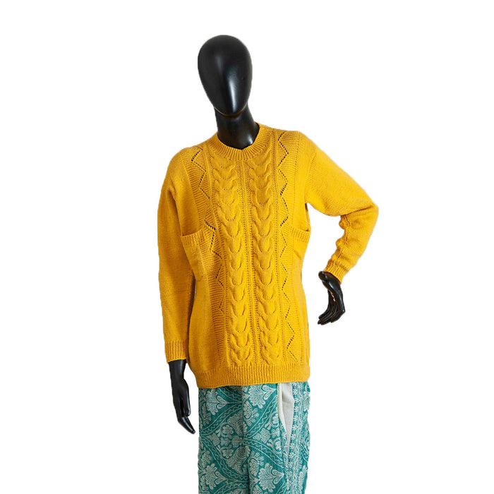 Organic Wool |   Pullover with 2 Pockets |  Mustard - Mojopanda Organic  Store