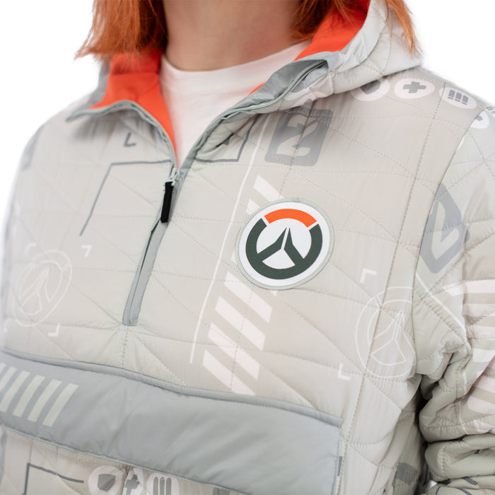 Overwatch 2 Logo White Half-Zip Pullover Jacket - Front Close Up View