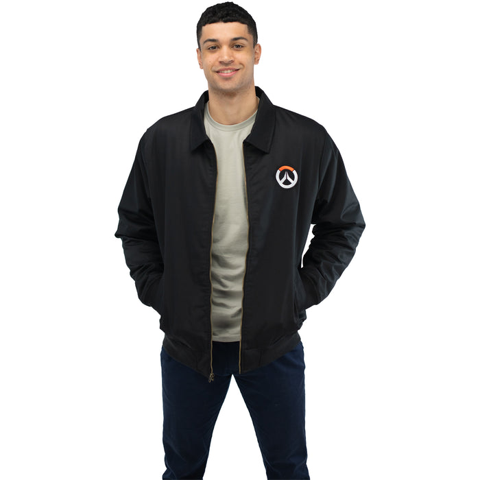 Overwatch 2 Black Zip-Up Work Jacket - Front View on Model