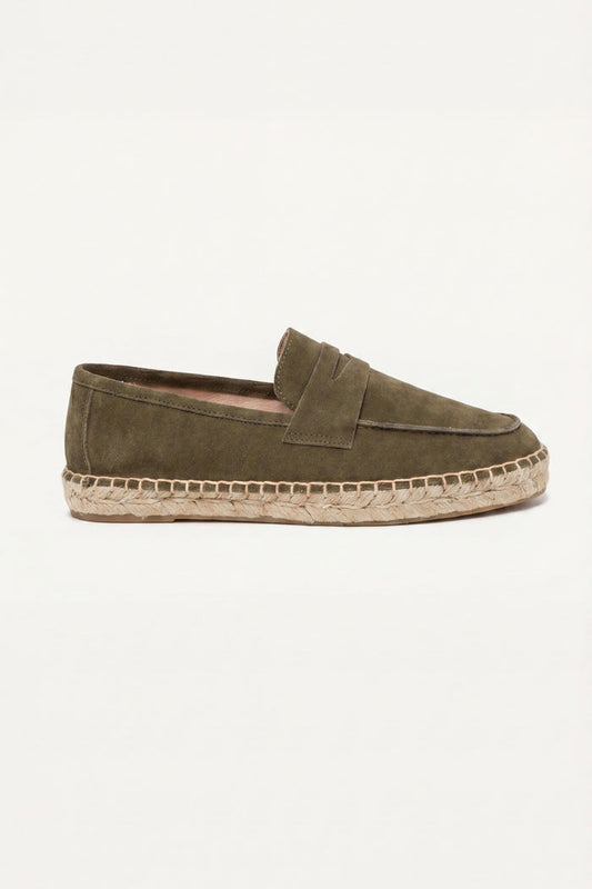 Palermo Suede Espadrille Loafer Olive Green