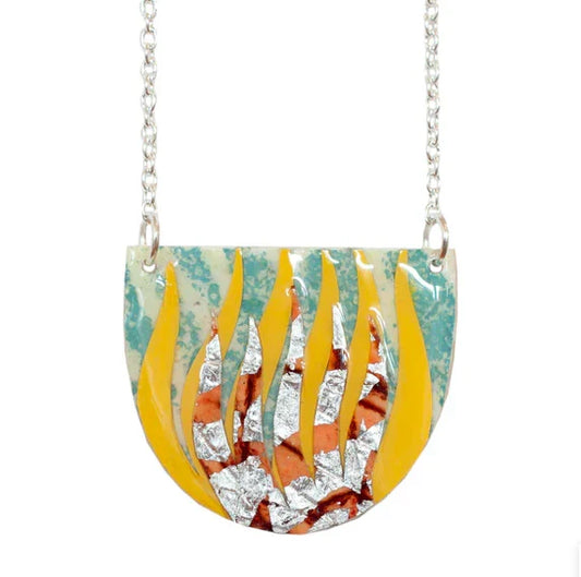 Peitil Necklace Blue Gorse Umber & Silver