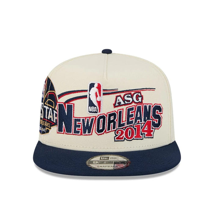 Pictured is this NBA Hardwood Classic All Star Game New Orleans Pelicans 9FIFTY A-Frame Snapback cap in white. 3