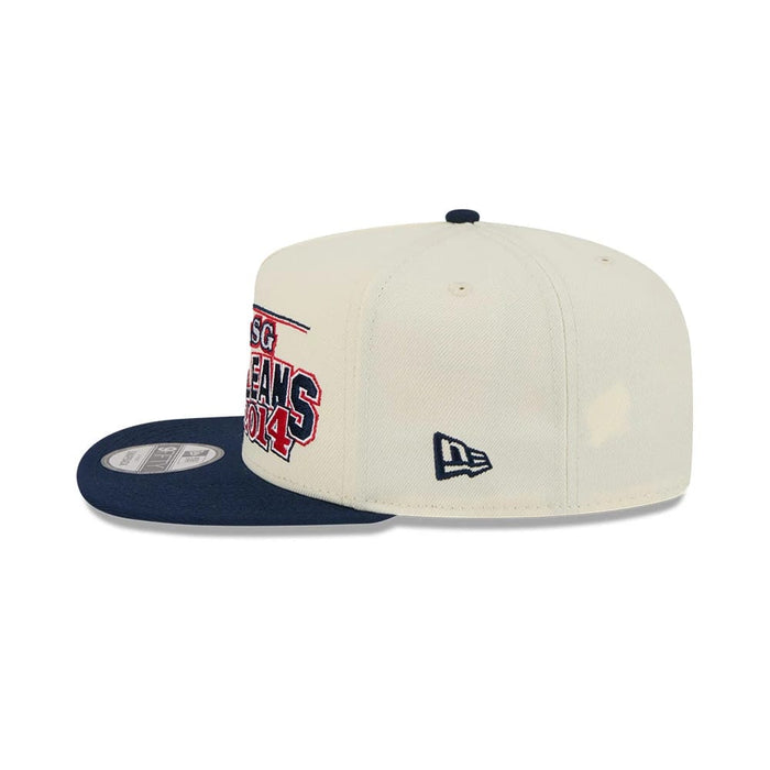 Pictured is this NBA Hardwood Classic All Star Game New Orleans Pelicans 9FIFTY A-Frame Snapback cap in white. 7