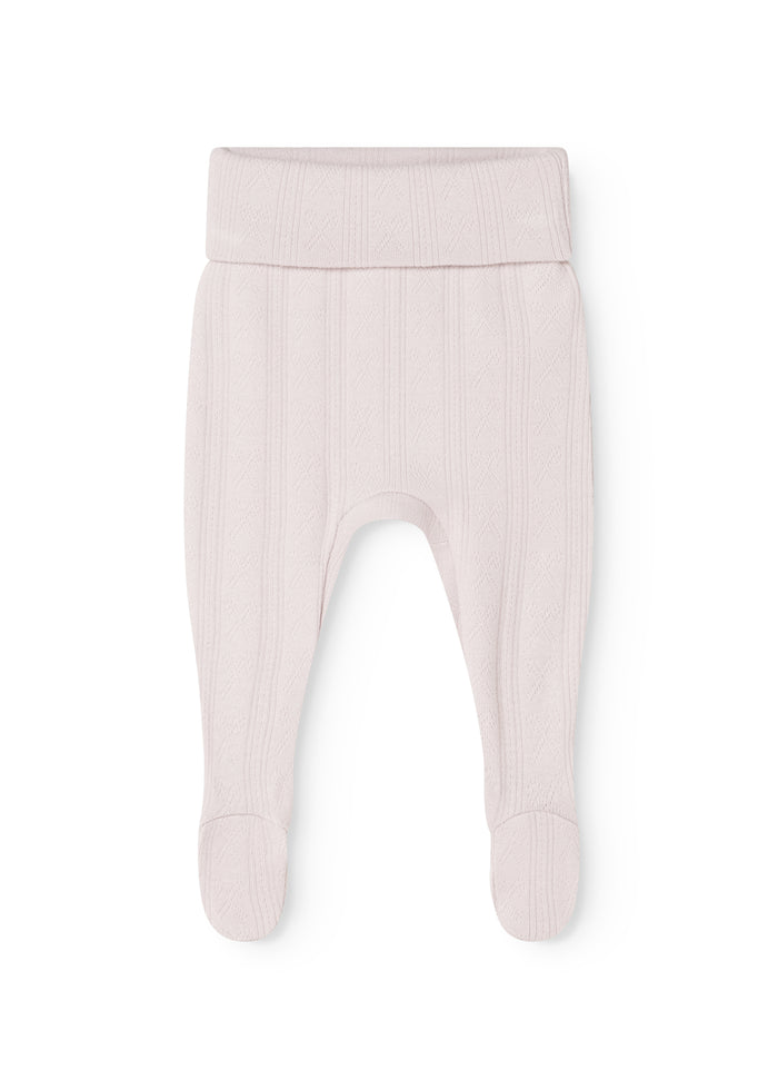 Baby leggings in dusty purple with feet and elastic waistband