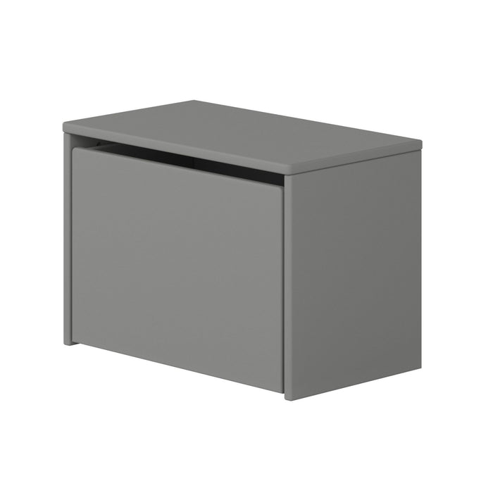 An urban grey bench and storage box