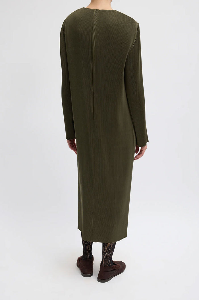 Plisse Midi Dress - Green