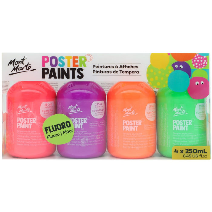 Poster Paint 250ml 4pc - Fluoro