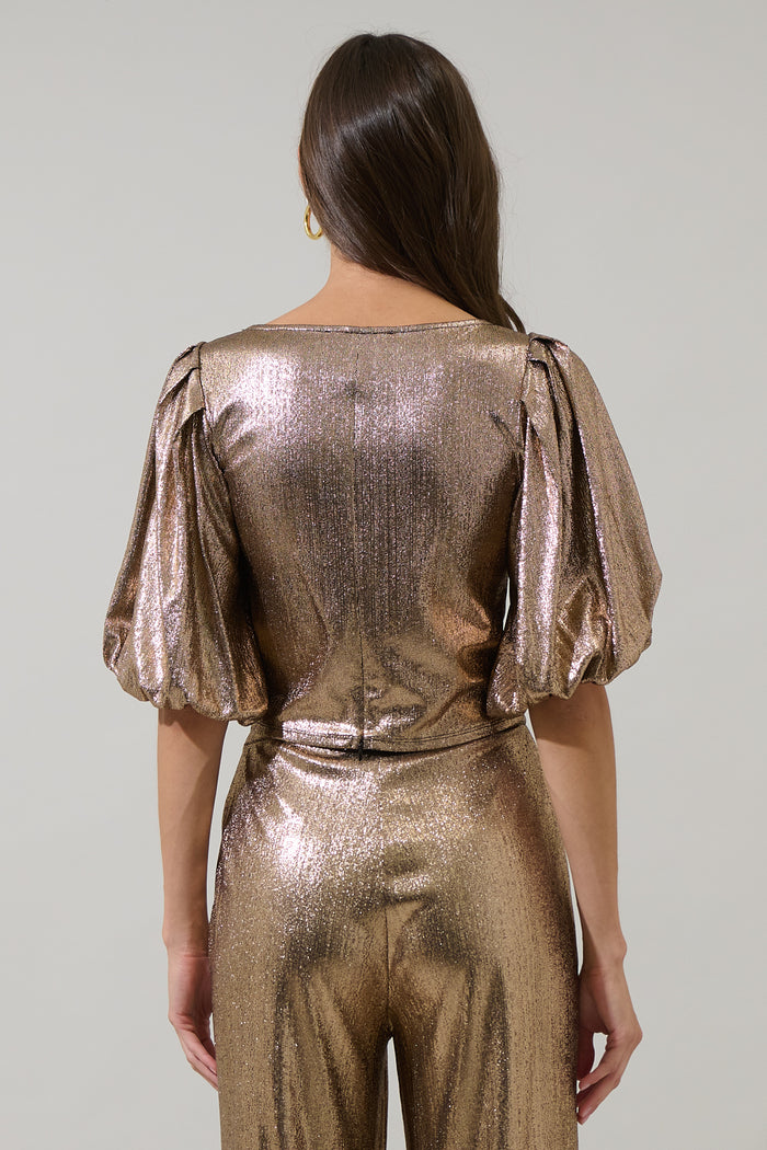Primadonna Metallic Puff Sleeve Top