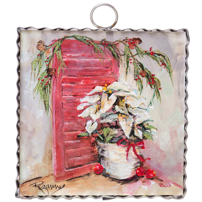 Print Mini White Poinsettias