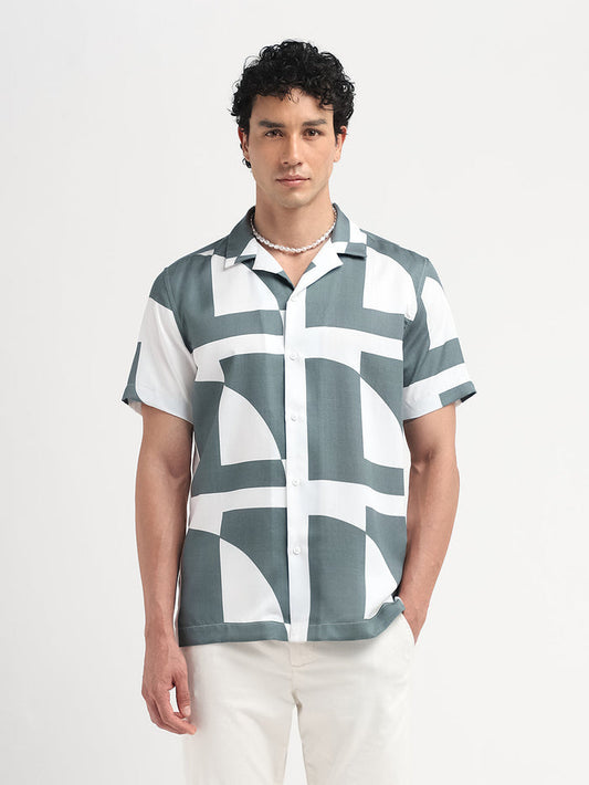 Printed Cuban Collar Shirt