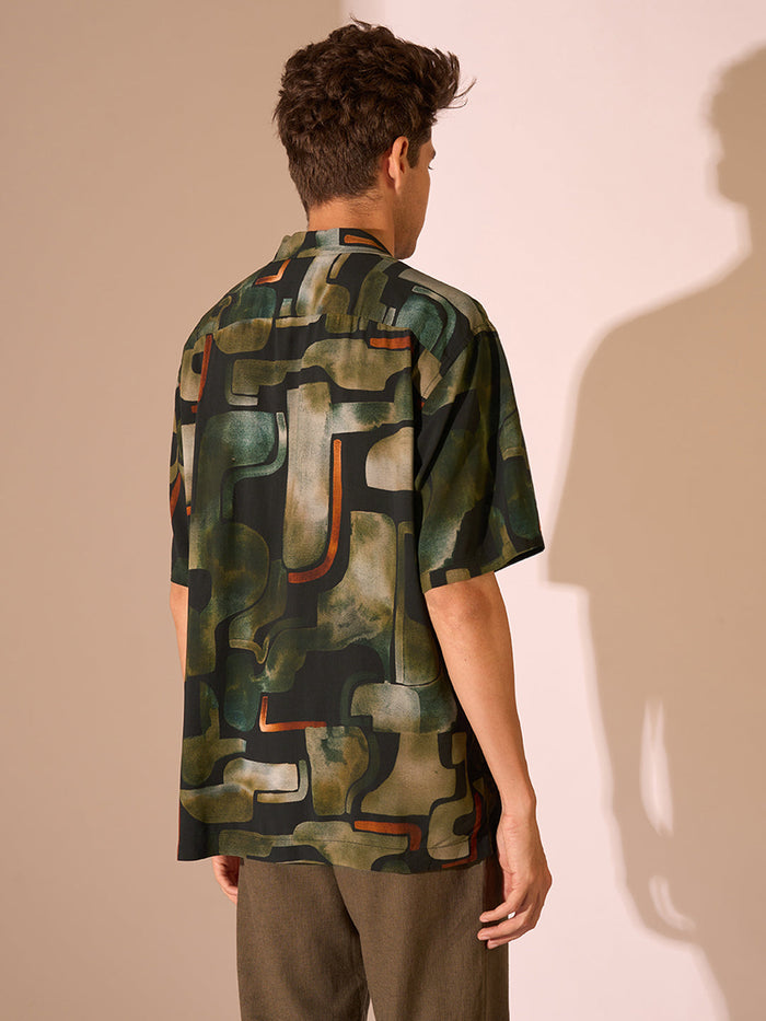 Printed Cuban Collar Shirt