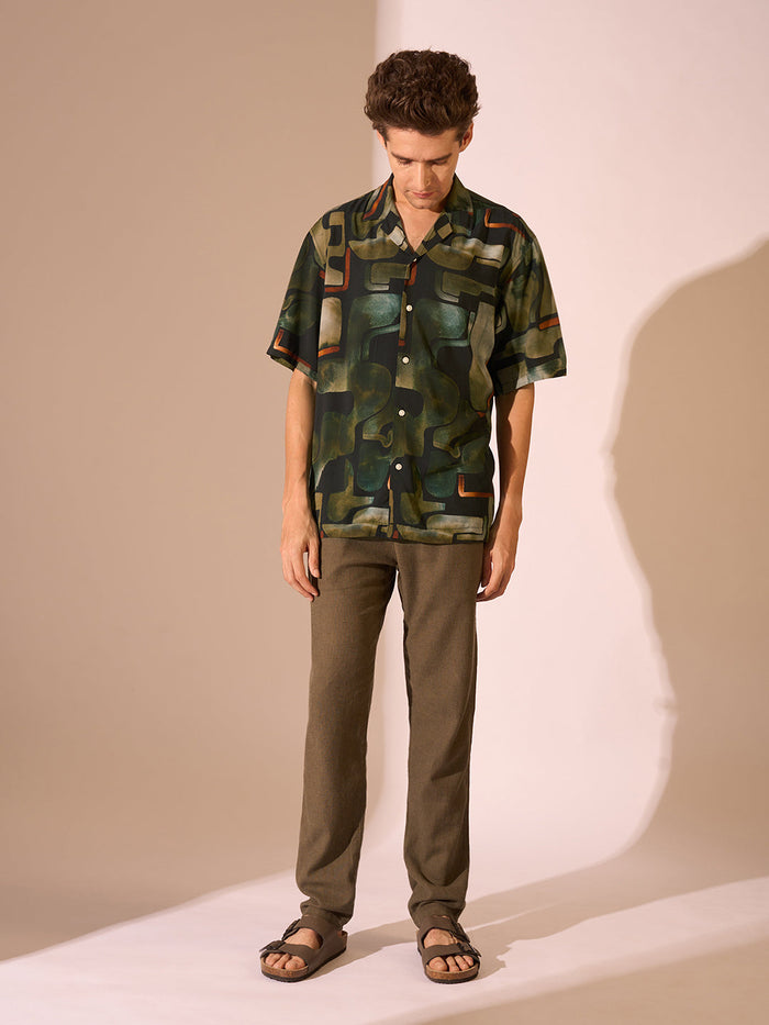Printed Cuban Collar Shirt