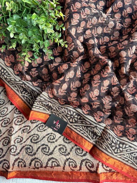 Printed kota cotton saree