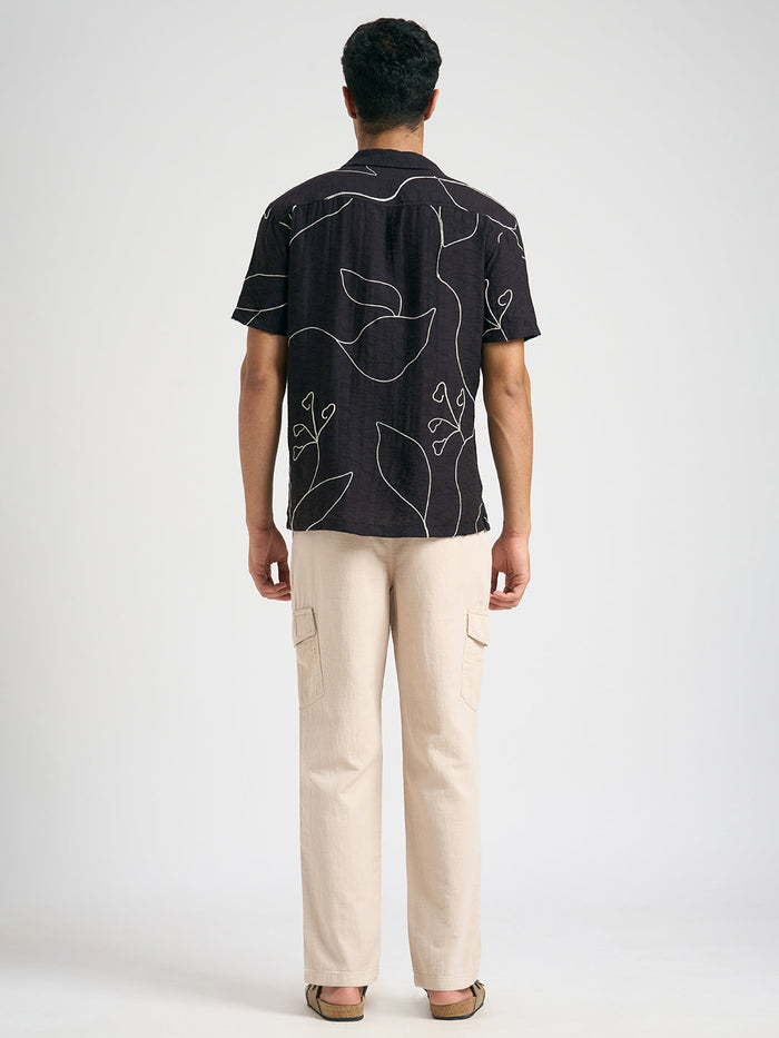 Printed Resort Collar Shirt - Black