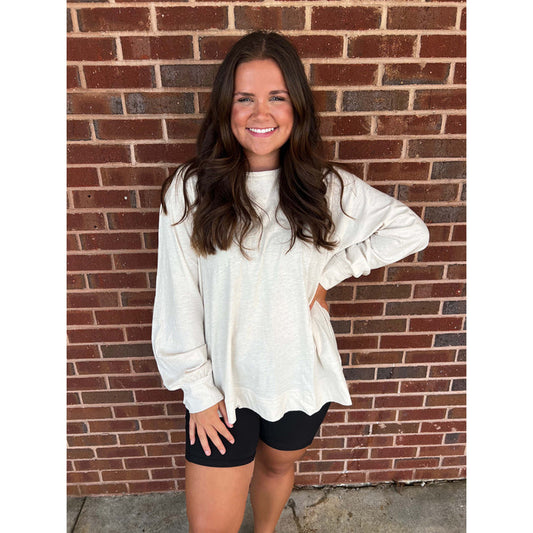 Rae Mode - Oversized Cotton Slub Long Sleeve Top 0094 - Bone