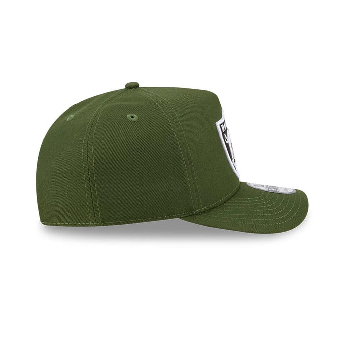 Pictured is this NFL Rifle Green Las Vegas Raiders 9FIFTY A-Frame Snapback cap in dark green. 6
