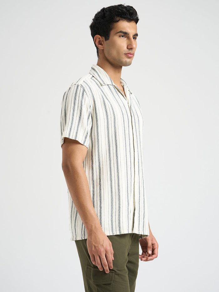 Regular Fit Striped Shirt - Ecru
