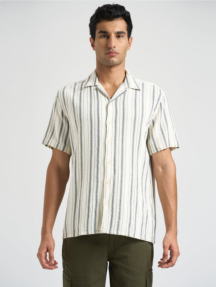 Regular Fit Striped Shirt - Ecru
