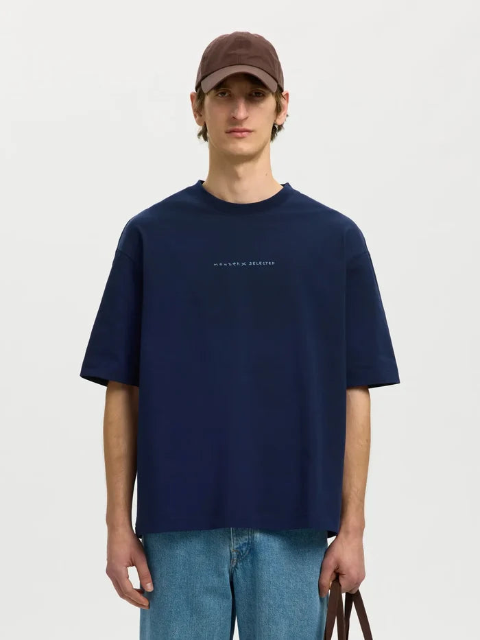 Relaxed Fit Printed T-Shirt - Dark Blue