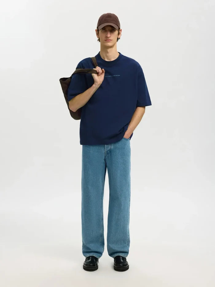 Relaxed Fit Printed T-Shirt - Dark Blue