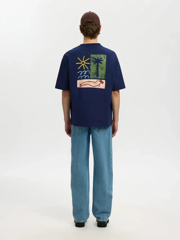 Relaxed Fit Printed T-Shirt - Dark Blue