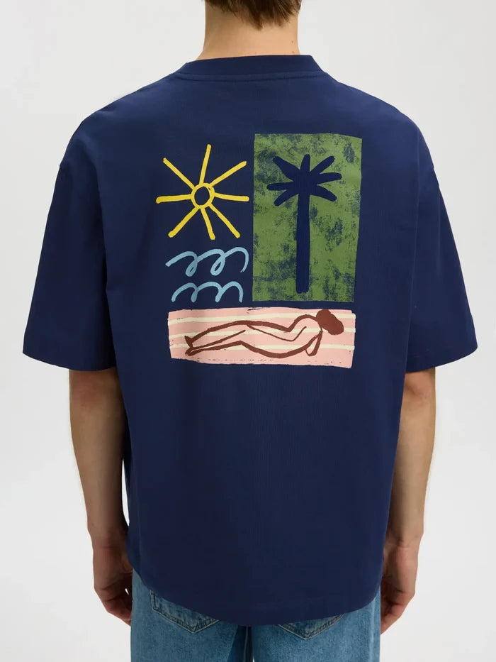 Relaxed Fit Printed T-Shirt - Dark Blue