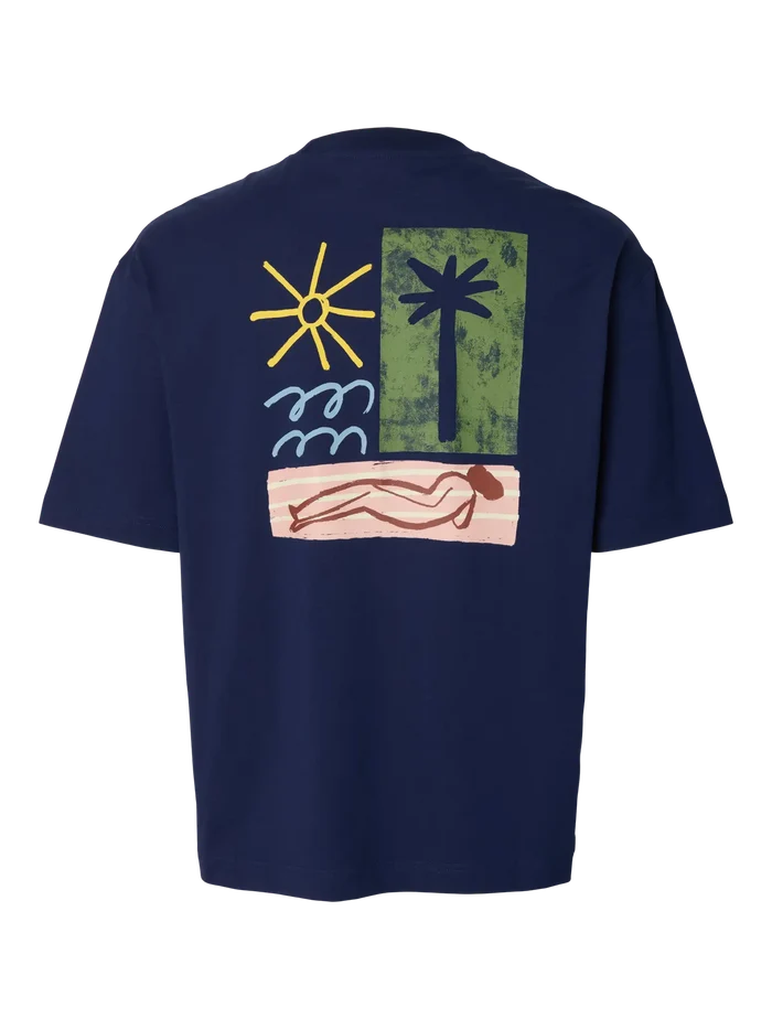 Relaxed Fit Printed T-Shirt - Dark Blue