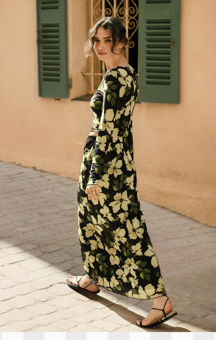Ren Floral Mesh Maxi Skirt -Sunnyside