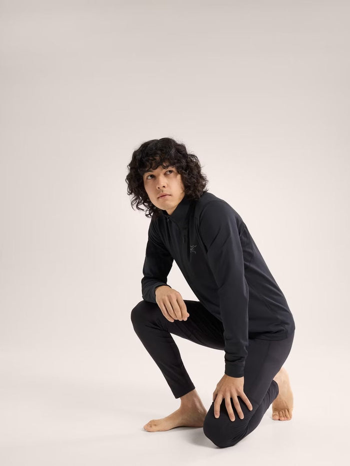 Rho LT Zip Neck Men's Black - Arc'teryx Australia