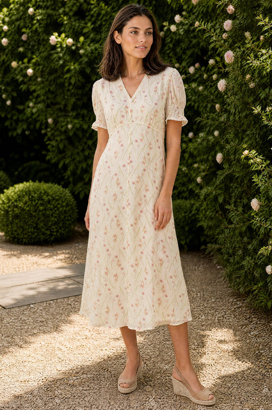 RHS Sally Anne Short Sleeve Dress | Cream