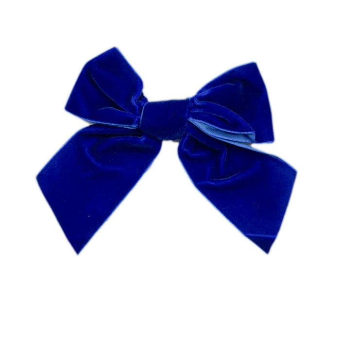 Royal Blue Velvet Bow Hair Clip - Petite Maison Kids