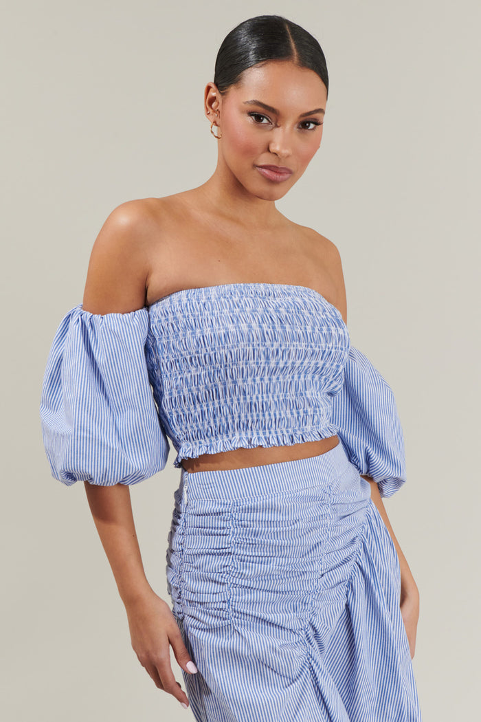 Sammy Striped Elvie Smocked Cropped Top