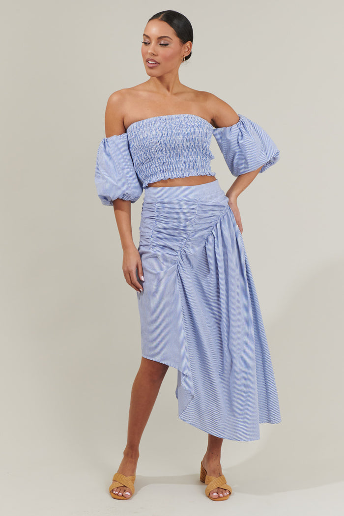 Sammy Striped Elvie Smocked Cropped Top