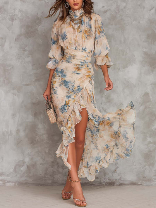 Seraphine | Turtleneck Floral Maxi Dress